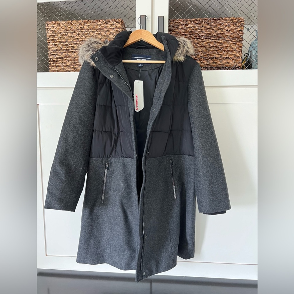 Land’s End Insulated Wool Coat 1X NWT